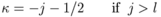 \kappa = -j - 1/2  \qquad  \textrm{ if }\;\; j > l